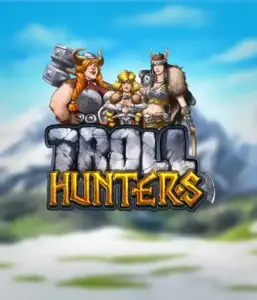 Immerse yourself in "Troll Hunters," where bold Viking warriors stand ready to confront their foes. The logo shows a male and female Viking, dressed for battle, with a cold landscape. They exude strength and courage, reflecting the spirit of the game's adventurous theme.